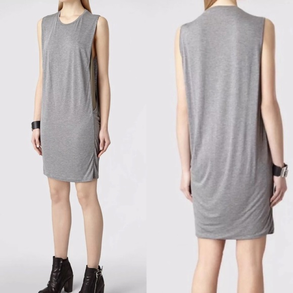 NEW AllSaints Gray Silk Tunic Alvie Dress US 4 Sleeveless Casual All Saints NWT - Picture 1 of 8